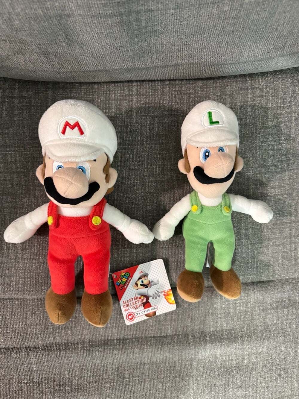 Sanei Super Mario All-Star Collection Fire Mario and Fire Luigi Plush Set
